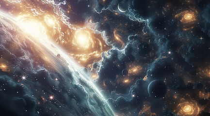 Aufkleber - A beautiful universe with crypto stars. Generative AI.