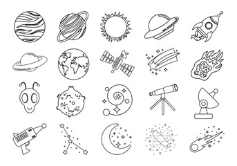 Wall Mural - Space Line Icon Element Set