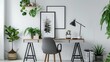 © nialyz - Modern Minimalist Home Office with Stylish Decor and Green Plants for Creative Workspace Inspiration