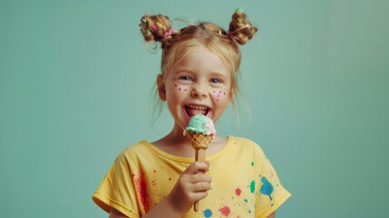 Poster - The girl enjoying ice cream