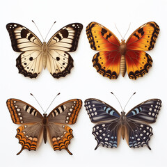 Wall Mural - four different butterflies are shown on a white surface