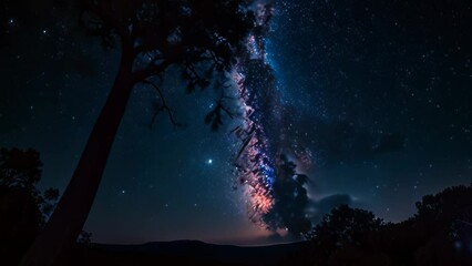 Wall Mural - Video animation of mesmerizing night sky filled with countless stars, showcasing the grandeur of the Milky Way galaxy