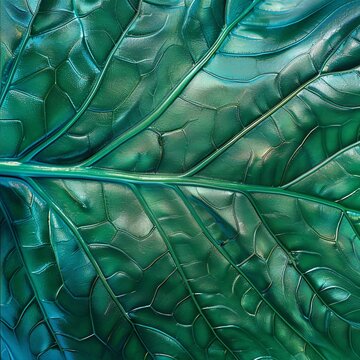 Vibrant Green Leaf Pattern on a Textured Surface