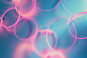 Wall Mural - Social media strategy visuals in soft blue with neon pink circles.