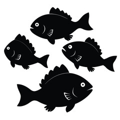 Wall Mural - Set of Black Crappie animal vector on white background