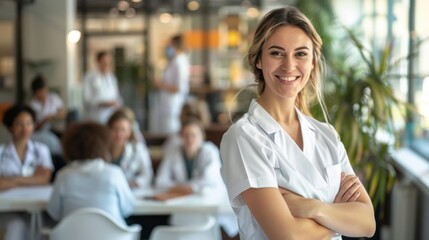 Wall Mural - The smiling nurse standing confidently