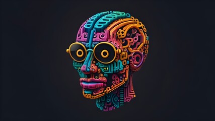 Wall Mural - human skull colorfull design