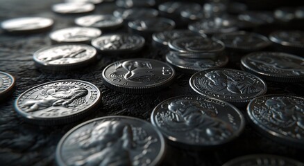 Coin Collection Displaying Various Denominations