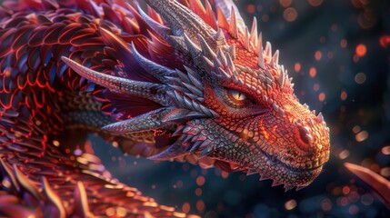 Sticker - A detailed shot of a red dragon's head, suitable for fantasy themes