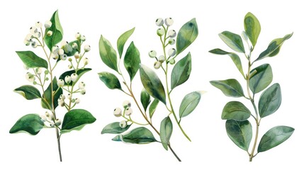 Naklejka na meble Vibrant image of green leaves and white flowers, suitable for various design projects