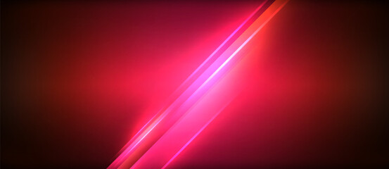 Aufkleber - Neon glowing circle rays, light round lines in the dark, planet style neon wave lines. Energetic electric concept design for wallpaper, banner, background