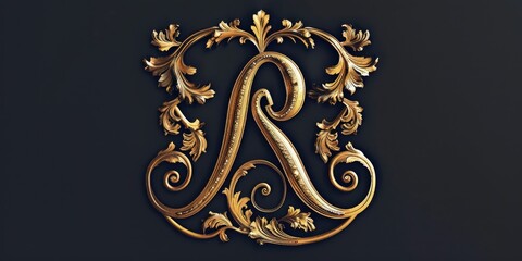 Wall Mural - A gold letter A with a fancy design. Perfect for luxury branding projects