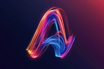 Poster - Vibrant neon wave of colored light against a dark background. Ideal for futuristic designs and technology concepts