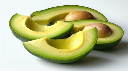 Canvas Print - Avocado slices displayed on a plain white surface