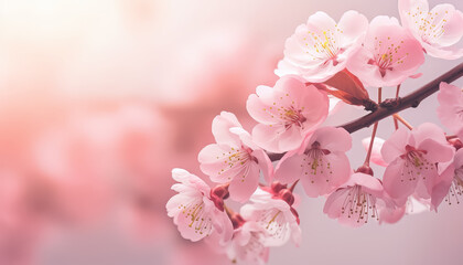 Sticker - Sakura or apple tree branch pink blooming in spring