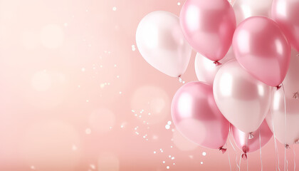 Wall Mural - Pink balloons on pink pastel background