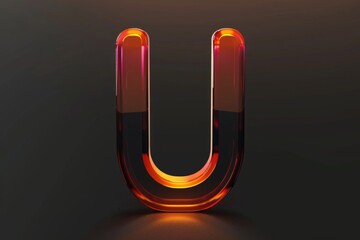 A glowing letter U in the dark, perfect for design projects