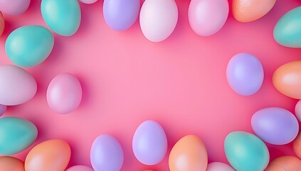 Poster - 3D rendering of Easter eggs background
