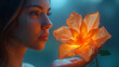 © lime - Luminous origami flowers, Generative AI.光り輝く折り紙の花、Generative AI。