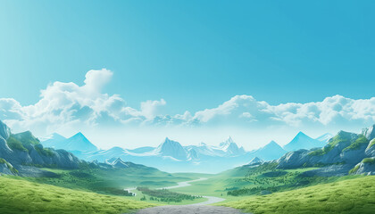 Wall Mural - A beautiful mountain landscape with a road running through it