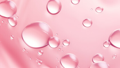 Wall Mural - Pink water droplets with a pink background