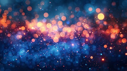 New Year panorama with sparklers and shimmering bokeh lights on dark blue night sky, designed with space for festive text