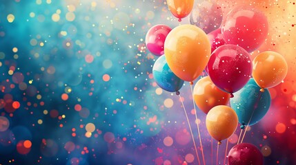 Canvas Print - Happy celebration theme with a mix of colorful balloons and a vibrant party background, ideal for festive occasions.