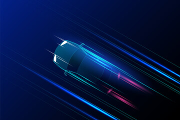 Poster - high speed movement design. sport car on high speed running concept.fast silhouette. abstract techno