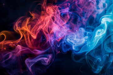Wall Mural - illustration of abstract colorful waves on black background