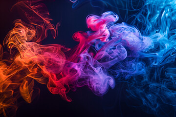 Wall Mural - illustration of abstract colorful waves on black background