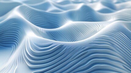 Wall Mural - Light blue curved stripes arranged regularly in a 3D grid, created with C4D and OC rendering, HD