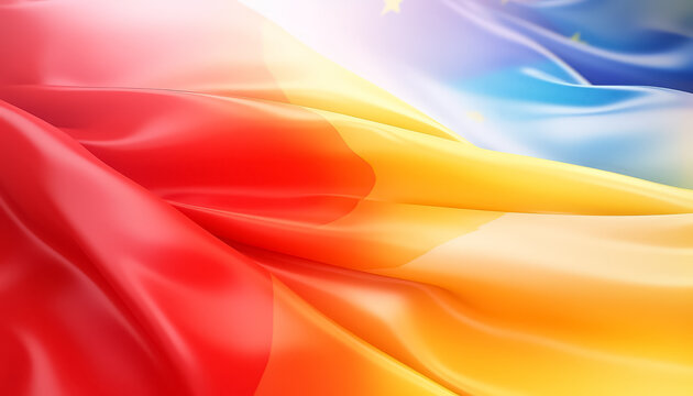 A red and yellow flag with stars on it