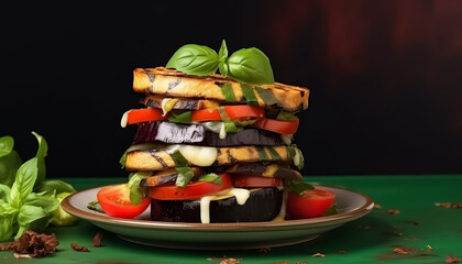 Wall Mural - A sandwich with lots of vegetables on a plate