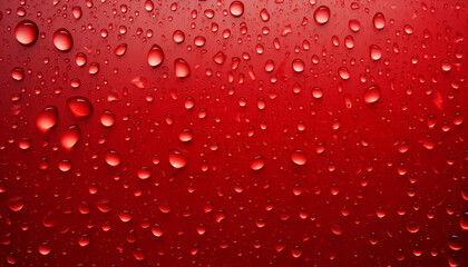 Wall Mural - A red background with many drops of water