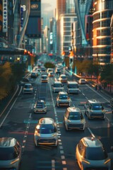 Aufkleber - A bustling city street filled with heavy traffic. Ideal for urban transportation concepts