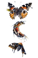 Poster - Colorful butterflies on a white background, suitable for various design projects