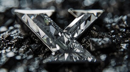 Poster - Shiny diamond on black background, perfect for luxury and elegance concepts