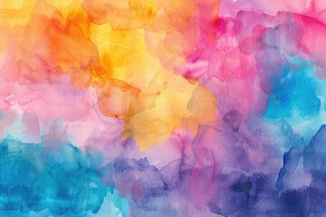 Vibrant painting of a sky filled with colorful clouds. Perfect for backgrounds or art projects