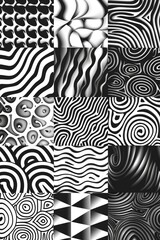 Poster - A collection of various patterns in black and white. Suitable for graphic design projects