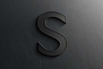 Wall Mural - A detailed shot of a metal letter S on a black surface. Perfect for graphic design projects