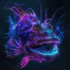 Poster - Detailed image of a fish on a dark backdrop. Suitable for aquatic themes