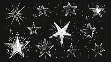 Canvas Print - A collection of stars shining against a dark backdrop. Ideal for various design projects