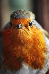 Poster - Close-up of a bird with a red breast, suitable for nature-themed designs