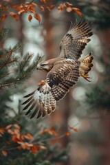 Aufkleber - A bird flying through the air next to a tree. Suitable for nature and wildlife concepts