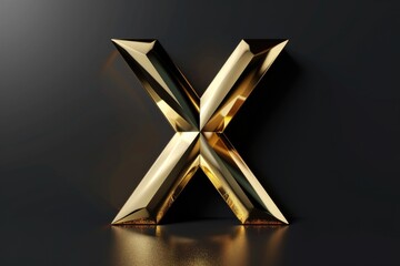 Poster - Gold letter X on a black background, suitable for design projects