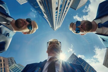 Poster - Group of men in suits and ties standing in a circle. Perfect for business concept illustrations