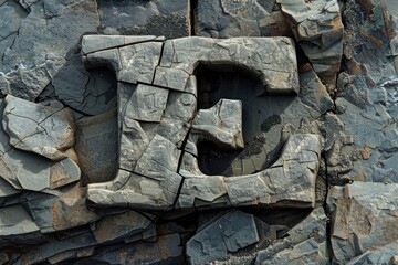 Poster - Close-up of a stone wall with the letter 