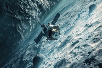 Aufkleber - A space station located on the moon, suitable for sci-fi or space exploration concepts