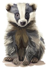 Wall Mural - Adorable baby badger resting outside, perfect for nature-themed designs
