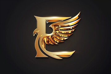 Poster - Golden letter with bird decoration, perfect for various design projects